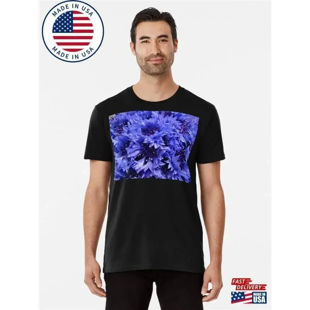 Bright Blue Cornflowers Vibrant Floral Fine Art Unisex T-Shirt